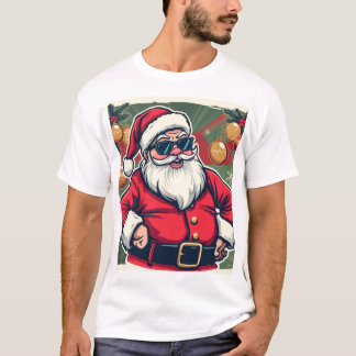 Camiseta Santa Claus genial con gafas de sol modernas