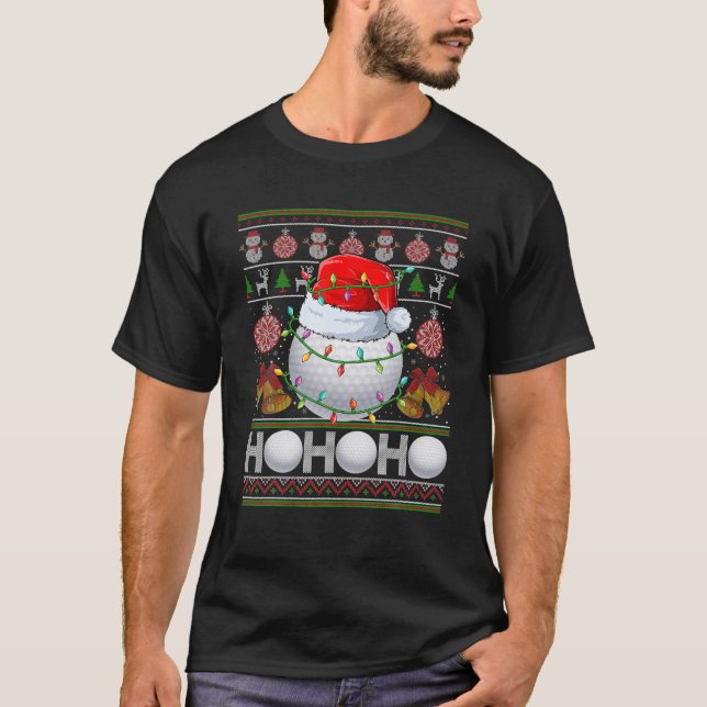 Camiseta Santa Claus Golf Ball Xmas Tree Light Fantasma Nav (Anverso)