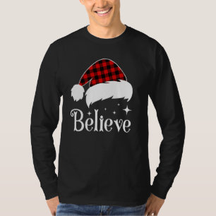 Camiseta Santa Claus Gorra De La Plata Roja Cree En Santa M