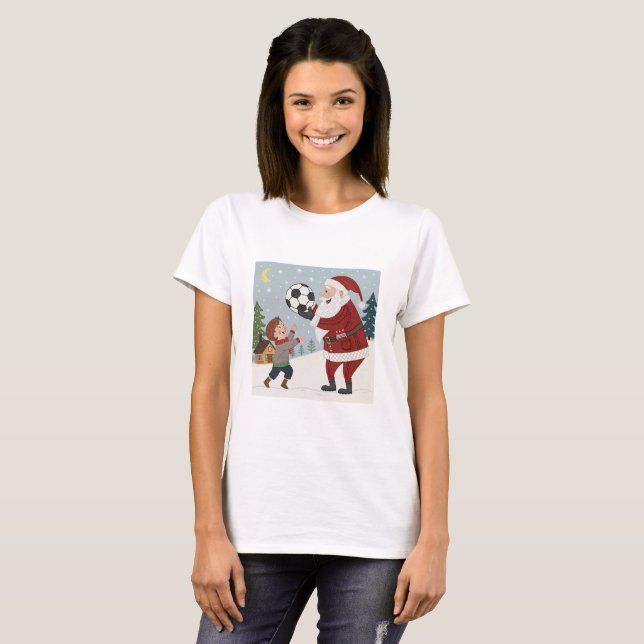 Camiseta Santa Claus handing out a soccer ball (Anverso completo)