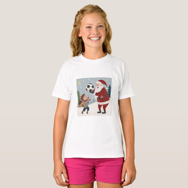 Camiseta Santa Claus handing out a soccer ball (Anverso completo)