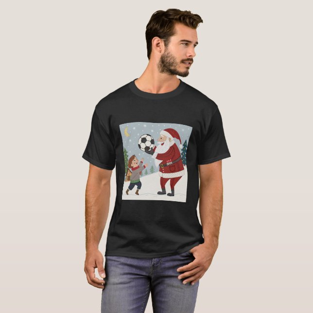 Camiseta Santa Claus handing out a soccer ball (Anverso completo)