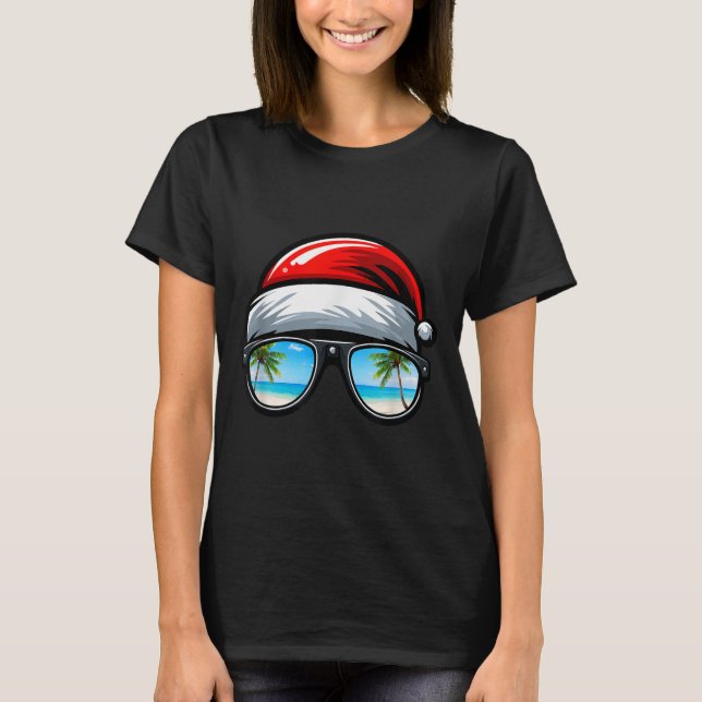 Camiseta Santa Claus Hat Sungles Beach Christmas In July  (Anverso)