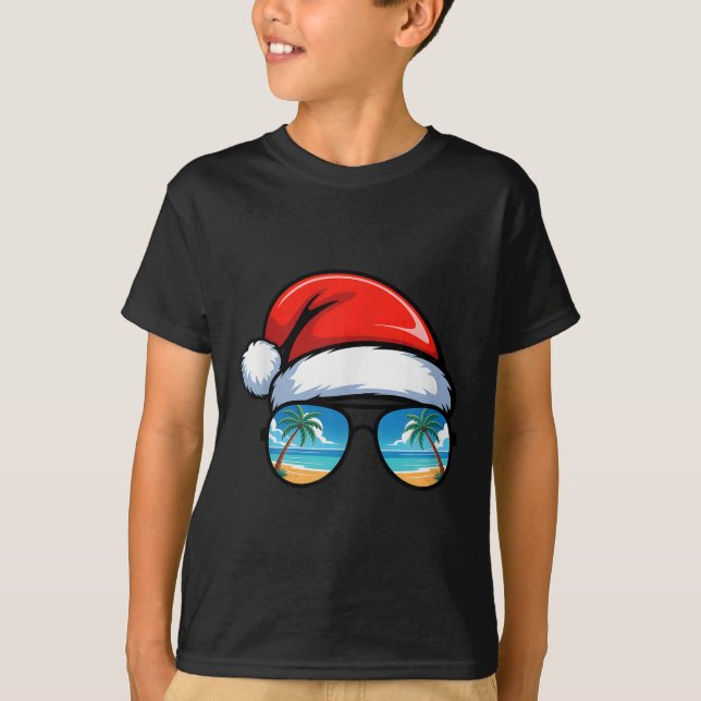 Camiseta Santa Claus Hat Sungles Beach Christmas In July Su (Anverso)