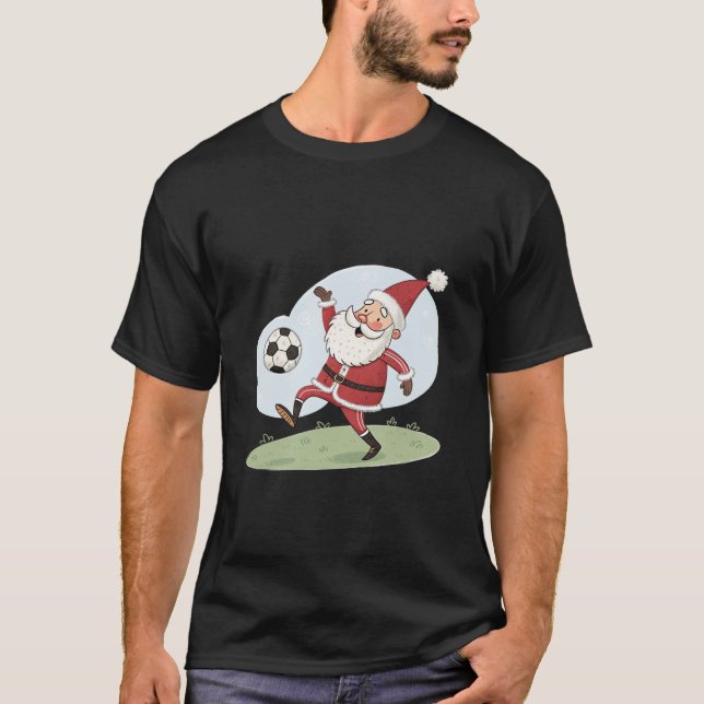 Camiseta Santa Claus in Action: Playing Christmas Soccer (Anverso)