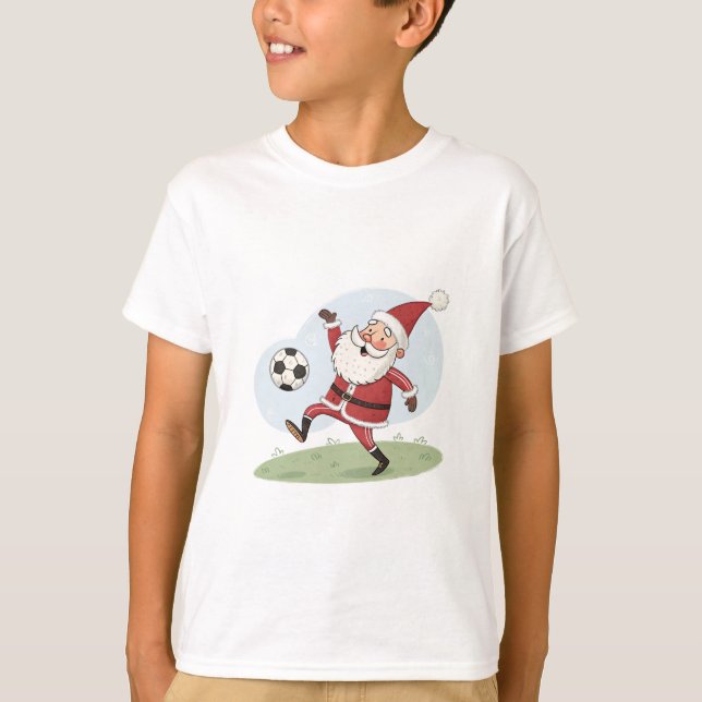 Camiseta Santa Claus in Action: Playing Christmas Soccer (Anverso)