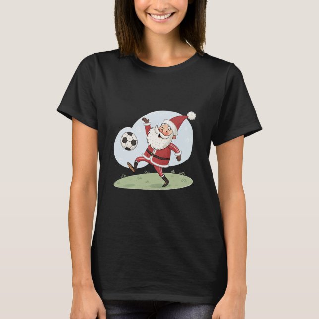 Camiseta Santa Claus in Action: Playing Christmas Soccer (Anverso)