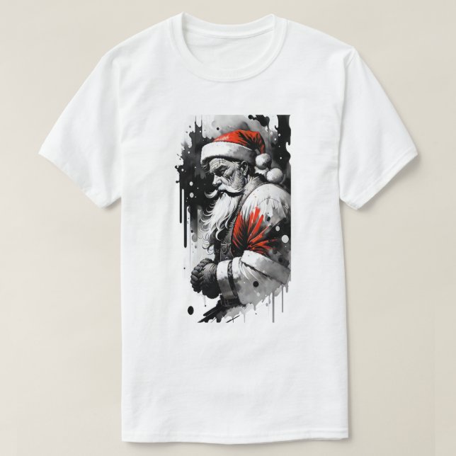 Camiseta Santa Claus Ink Splatter T-Shirt (Diseño del anverso)