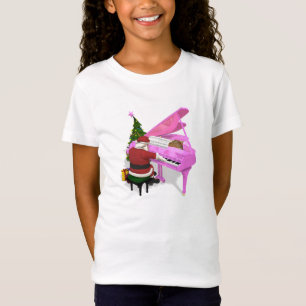 Camiseta Santa Claus juega al piano rosa