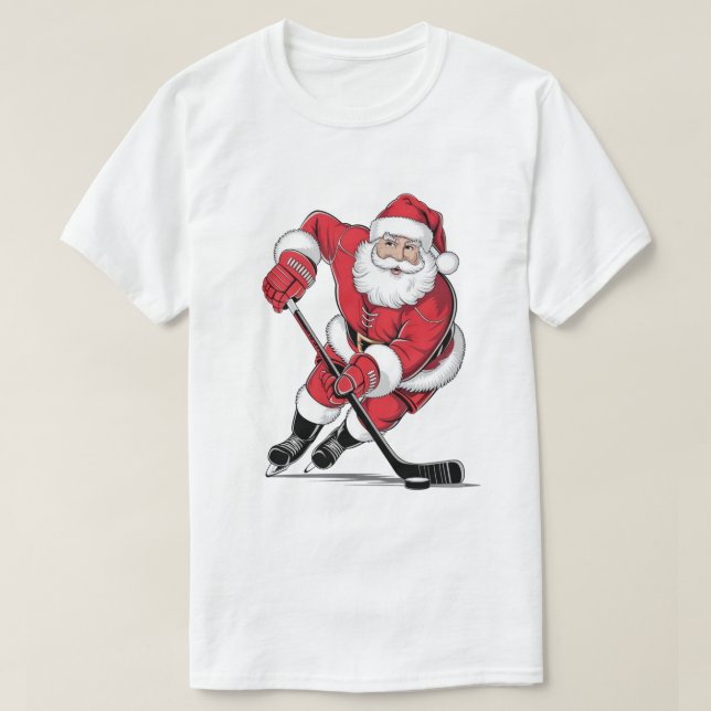 Camiseta Santa Claus jugando al hockey (Diseño del anverso)