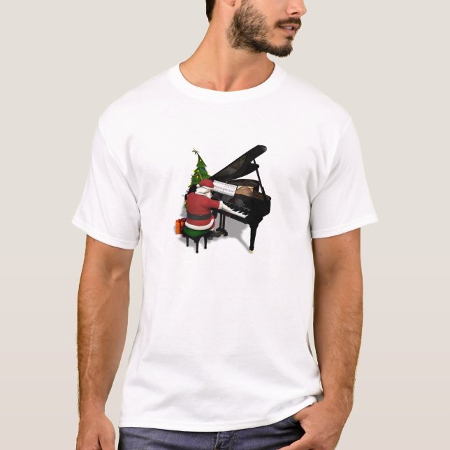 Camiseta Santa Claus jugando al piano (Anverso)