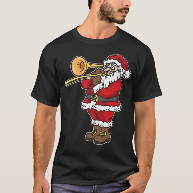 Camiseta Santa Claus jugando trombón para Navidades (Anverso)