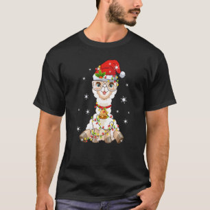 Camiseta Santa Claus Llama Alpaca Xmas Tree Light Merry Ch