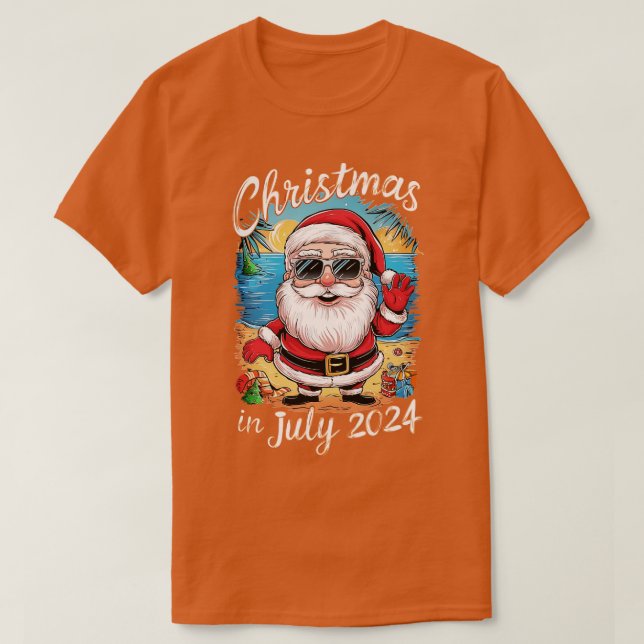 Camiseta Santa Claus llevando gafas de sol con un reflejo (Diseño del anverso)