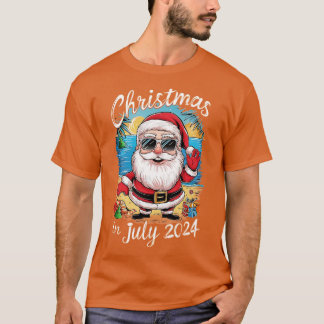 Camiseta Santa Claus llevando gafas de sol con un reflejo