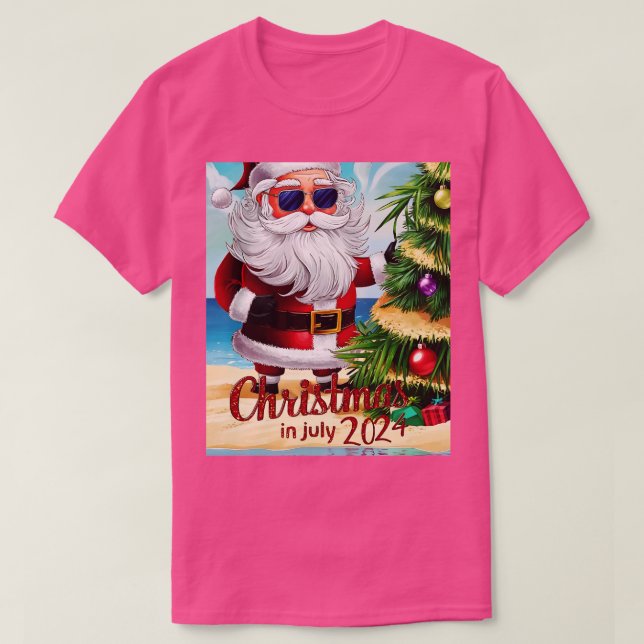 Camiseta Santa Claus llevando gafas de sol con un reflejo (Diseño del anverso)