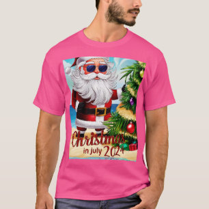 Camiseta Santa Claus llevando gafas de sol con un reflejo