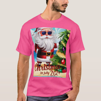 Camiseta Santa Claus llevando gafas de sol con un reflejo