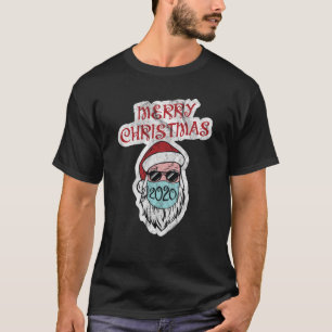 Camiseta Santa Claus llevando máscara facial Feliz Navidad 