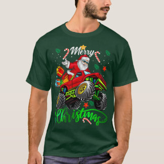 Camiseta Santa Claus Merry Christmas Riding Monster Truck F