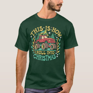 Camiseta Santa Claus Monster Truck Boys Xmas Navidad