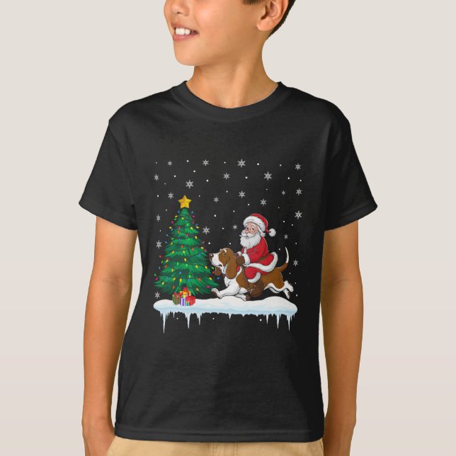 Camiseta Santa Claus Montando Apuestas Hound Dog Niños Chic (Anverso)