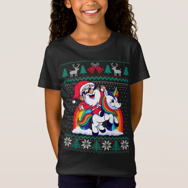 Camiseta Santa Claus montando Navidades divertidos de Unico (Anverso)