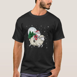 Camiseta Santa Claus Montando Oveja Divertido Árbol De Navi