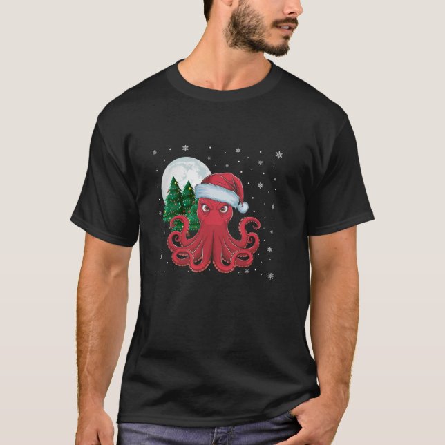 Camiseta Santa Claus montando pulpo Divertido árbol de Navi (Anverso)