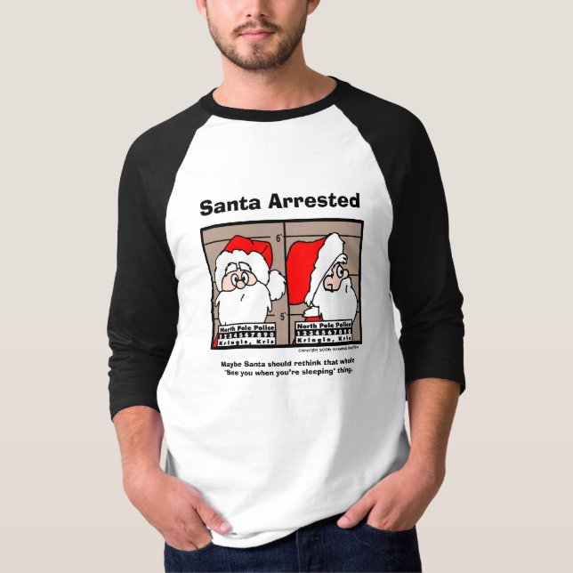 Camiseta Santa Claus Mug Shot Basic Raglan (Anverso)