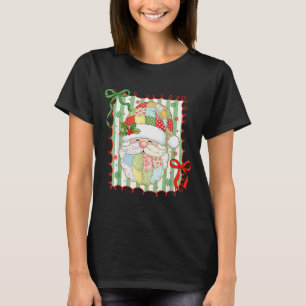 Camiseta Santa Claus Navidad Patchwork Xmas Mujeres Preppy