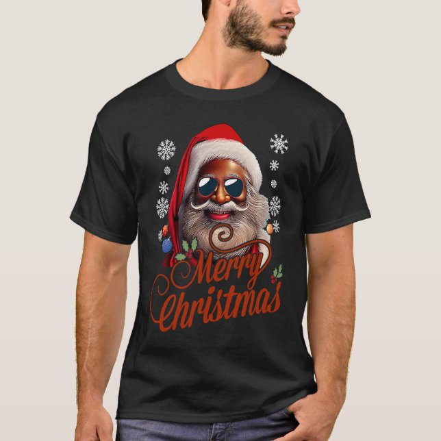 Camiseta Santa Claus navidad Santa negro afroamericano (Anverso)