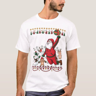 Camiseta Santa Claus Navidad Voleibol Muñeco de nieve Reno