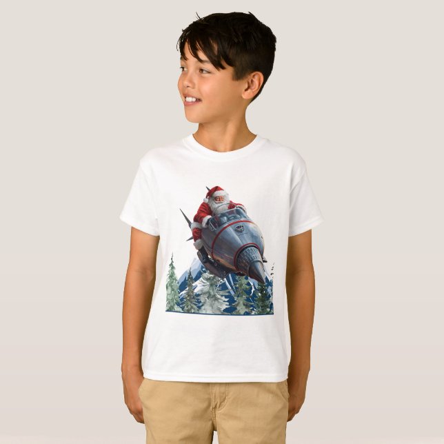 Camiseta Santa Claus on a Space Rocket Sleigh - Christmas (Anverso completo)