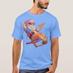 Camiseta Santa Claus On Beach Chair Hawaiian Christmas in J