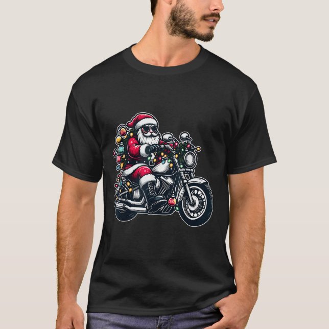 Camiseta Santa Claus On Motorcycle Funny Biker Christmas Xm (Anverso)