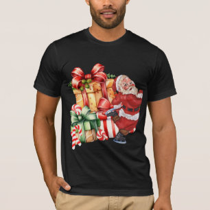 Camiseta Santa Claus patinando en Navidad al estilo acuarel