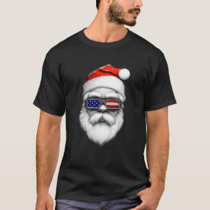 Camiseta Santa Claus Patriotic USA Navidades de gafas de so
