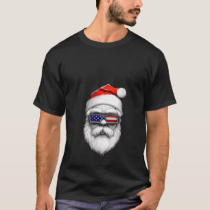 Camiseta Santa Claus Patriotic USA Navidades de gafas de so