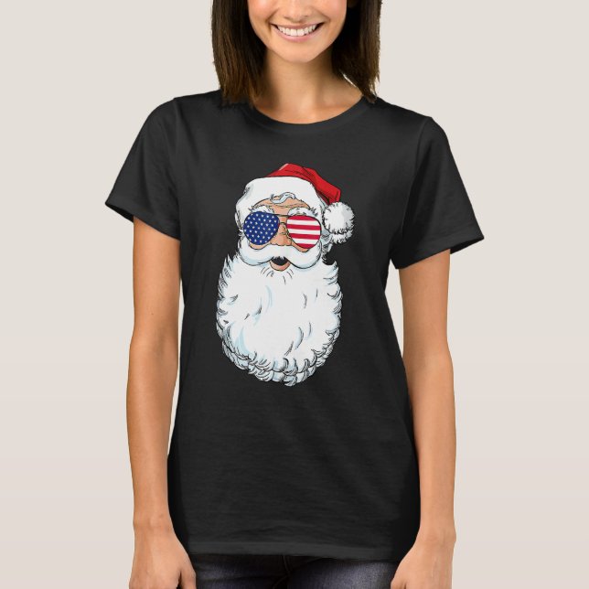 Camiseta Santa Claus Patriotic USA Sunglasses Christmas in  (Anverso)