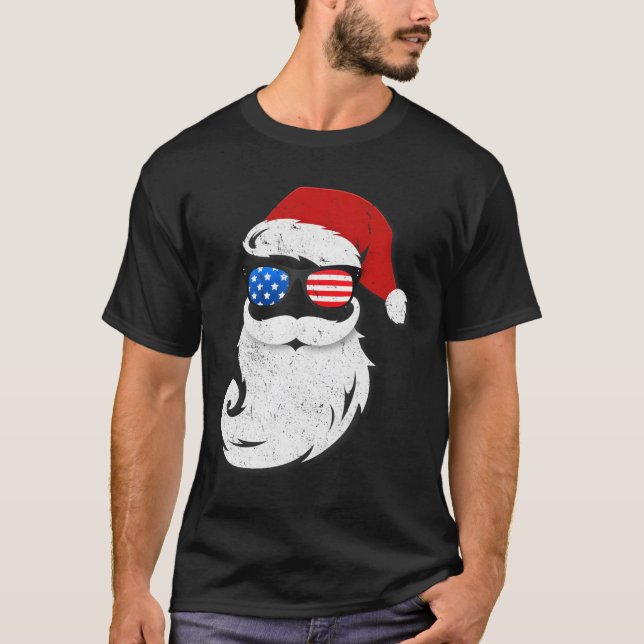 Camiseta Santa Claus Patriotic Usa Sunglasses In July Santa (Anverso)
