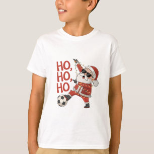 Camiseta Santa Claus playing soccer with Christmas lights