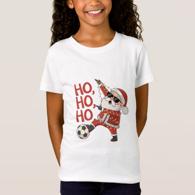 Camiseta Santa Claus playing soccer with Christmas lights (Anverso)