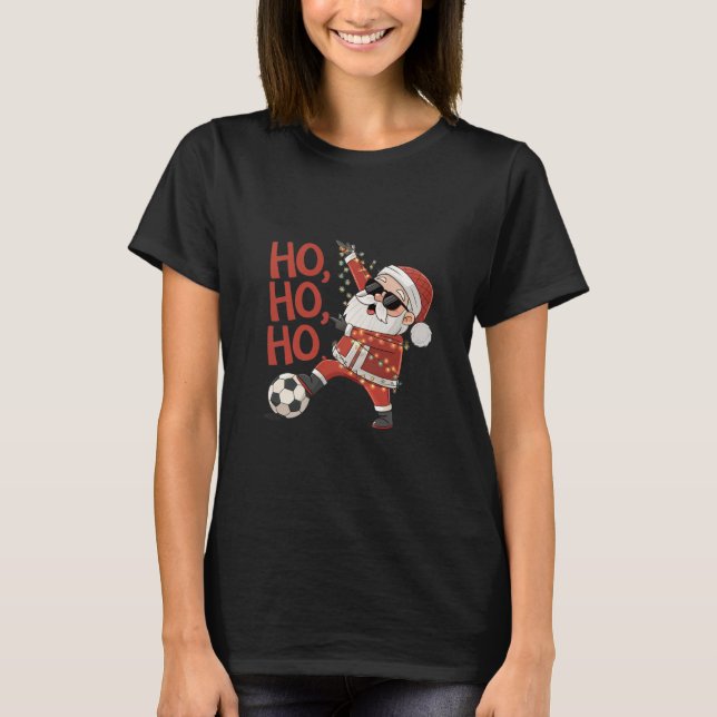 Camiseta Santa Claus playing soccer with Christmas lights (Anverso)