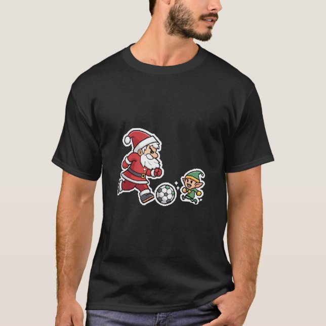Camiseta Santa Claus Plays Football with a Naughty Goblin (Anverso)