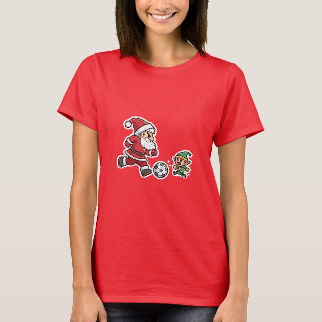 Camiseta Santa Claus Plays Soccer with a Naughty Goblin (Anverso)