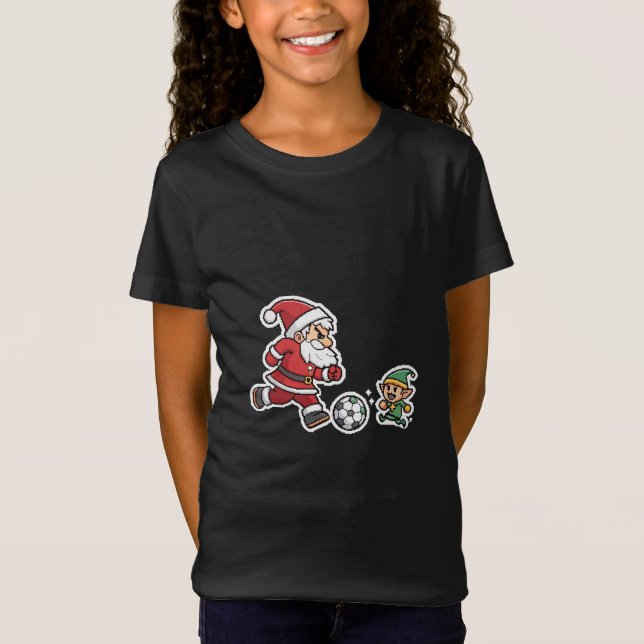 Camiseta Santa Claus Plays Soccer with a Naughty Goblin (Anverso)
