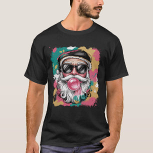 Camiseta Santa Claus Prep Coqueto Navidad Brillo Rosa Femen