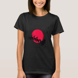 Camiseta Santa Claus Reindeer Sleigh Modern Xmas Decor Stre