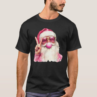 Camiseta Santa Claus resplandeciendo gafas de sol rosadas